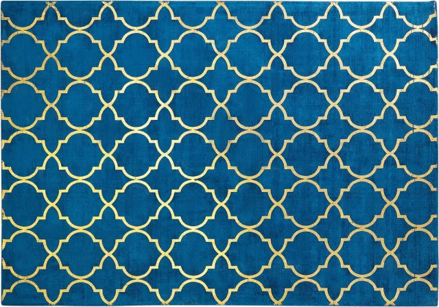 Beliani YELKI - Vloerkleed - Donkerblauw - 140 x 200 cm - Viscose