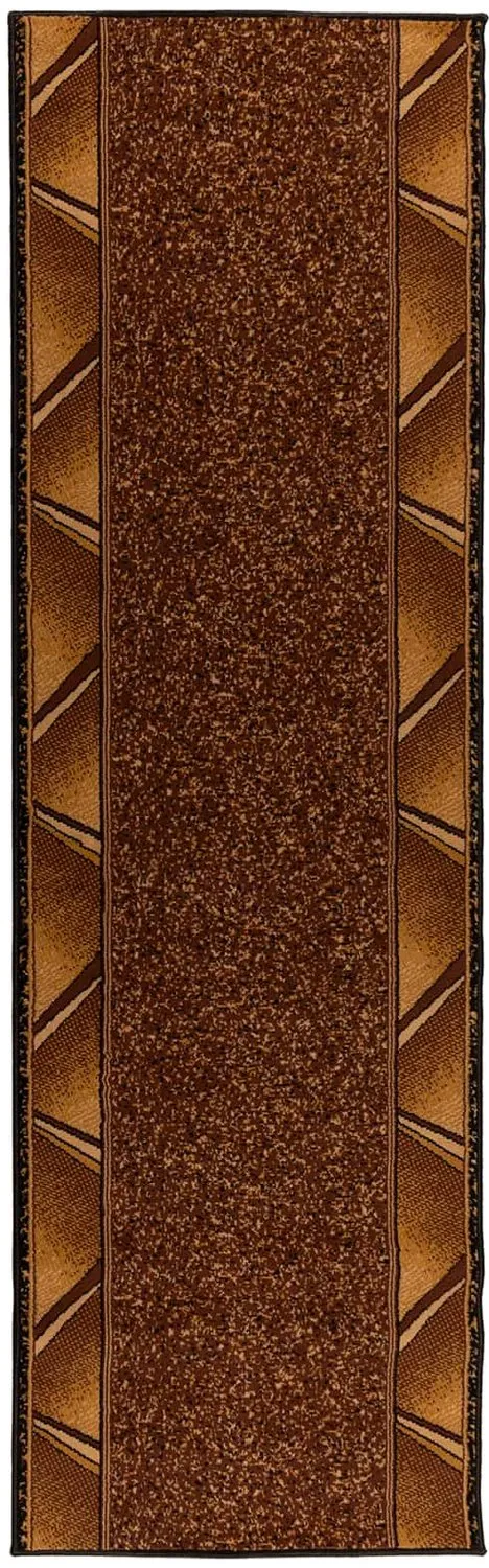 vidaXL Lopers - Tapijt - FLORNES - Geweven - Bruin - Zigzag - 67 - x - 200 - cm - PP - 7 - mm