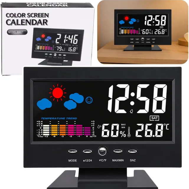 Lean Digitale klok met binnenthermometer en hygrometer Led-weerstation - UNI Meerkleurig