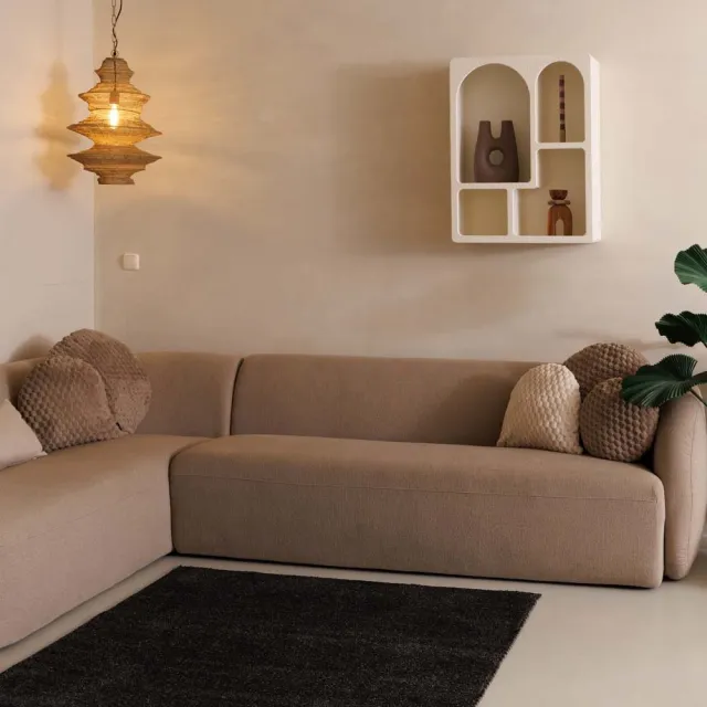 Tapeso Laagpolig vloerkleed vierkant - Fine antraciet 300x300
