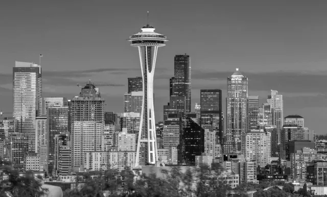 Vgdesign Seattle skyline zwart wit 70x50 tuinposter banner VGDesign onbekend