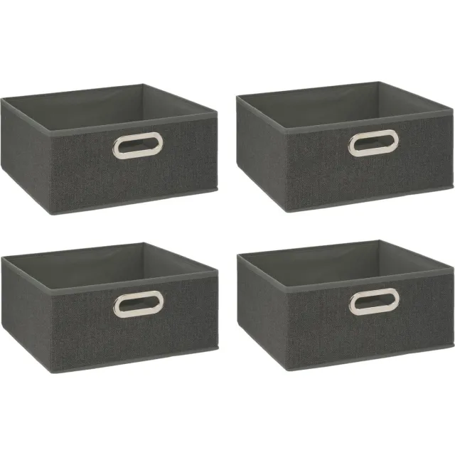 5Five® 5Five Opbergmand - 4x - 14 liter donkergrijs - linnen - 31 x 31 x 15 cm Dark grey