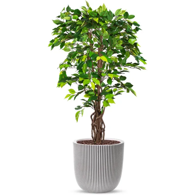 HTT Decorations Kunstplant Ficus in Planter Ball groove ivoor H140 cm