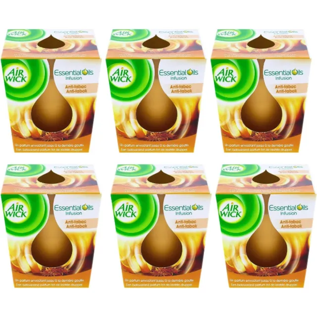 Air Wick Anti Tabak - Geur Kaars - Kaars - 6 x 105 gr oranje
