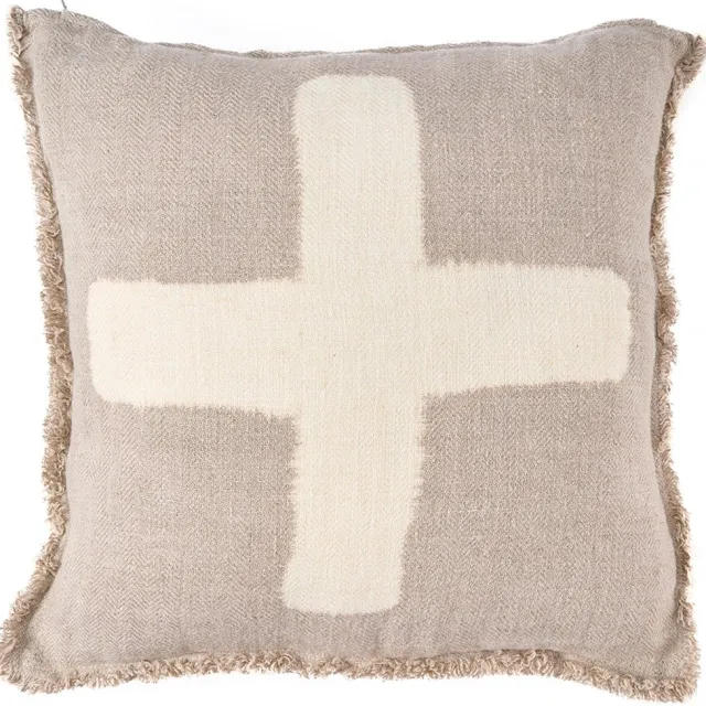 Bazar Bizar Antwerp The Ivory Cross Cushion Cover - Natural White - 50x50 Naturel