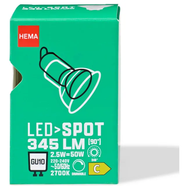 HEMA Led spot clear GU10 4.7W 345lm dim
