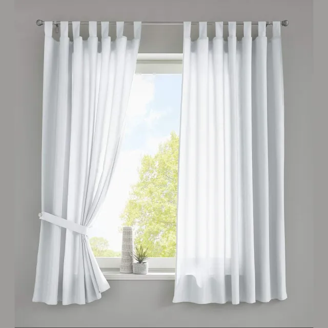 Unyqoos Set van twee elegante witte gordijnen van lichtdoorlatende microsatijn stof