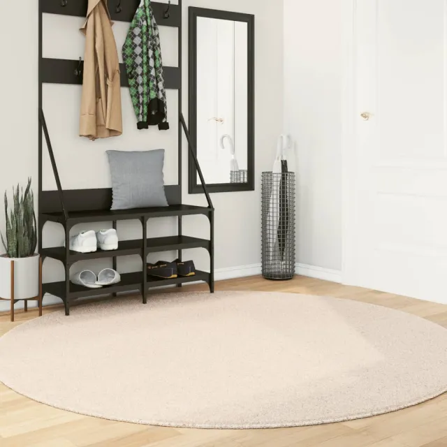 vidaXL Vloerkleed HUARTE laagpolig zacht wasbaar Ø 200 cm beige, foto 2