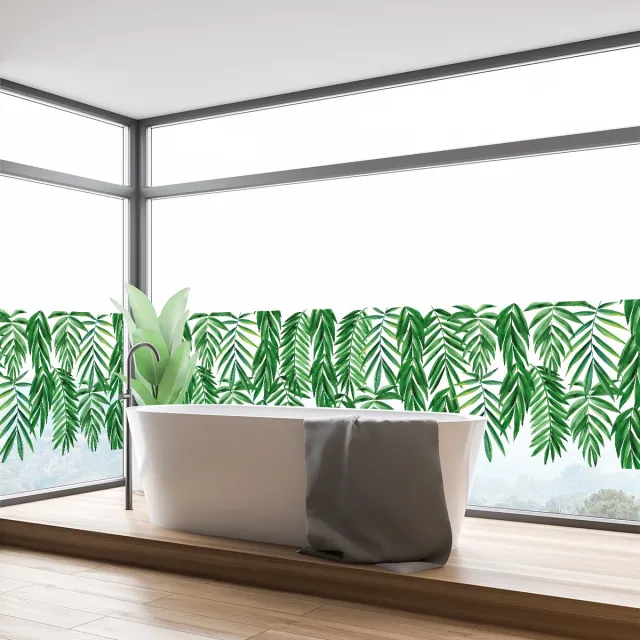 Ambiance Sticker Privacy raamfolie - XL Hangende Palmbladeren - Stickers voor ramen en douchedeuren - 40x200cm Groen