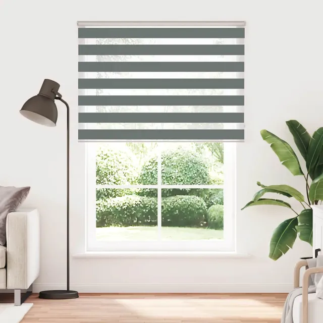 vidaXL Zebra rolgordijn 155x200 cm stofbreedte 150,9 cm donkergrijs