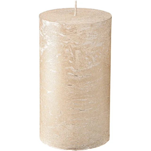 Viana Premium stompkaarsen in een set van 2, platina-metallic look, 85 x 150 Goud