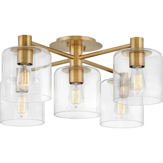 Hinkley LED Plafondlamp Axel | 5X E27 Max 60W | Dimbaar | Heritage Brass Geen