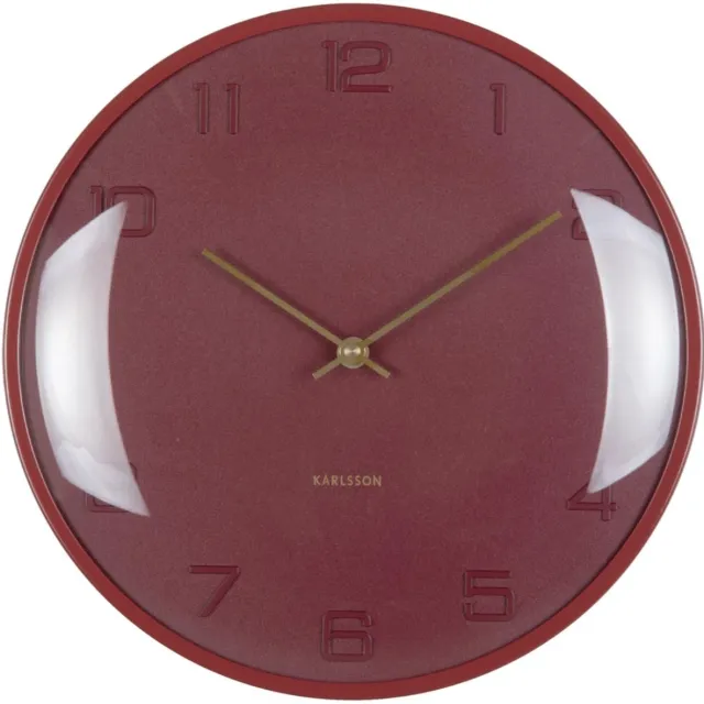 Karlsson Wandklok Fuerte Dome - Rood - 30.5x30.5x30.5cm - Wandklok Modern