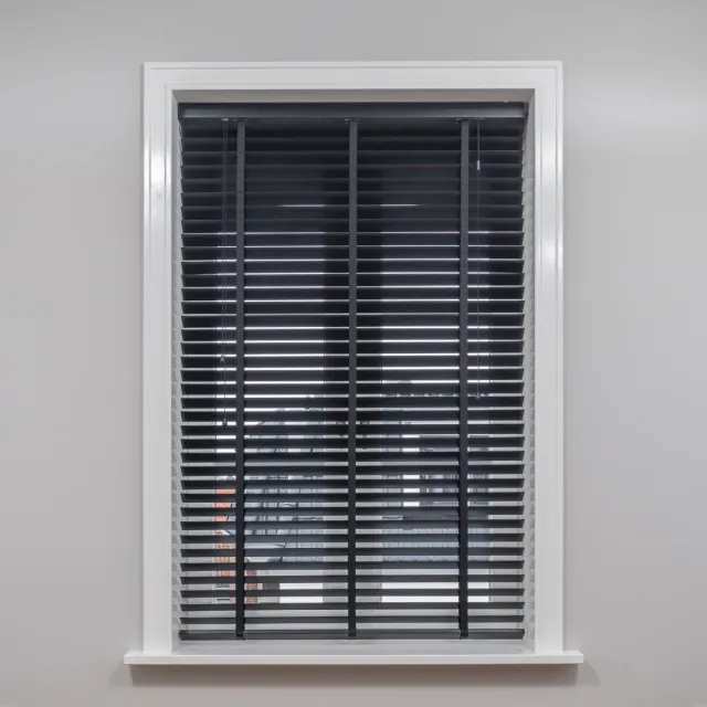 Dutchblinds Houten Jaloezieën - 50mm - Zwart - 220 x 175 cm - Breedtematen van 40 t/m 300 cm