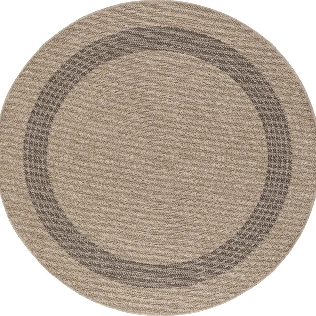 Surya Rhonda rond vloerkleed binnen en buiten jute-look beige zwart