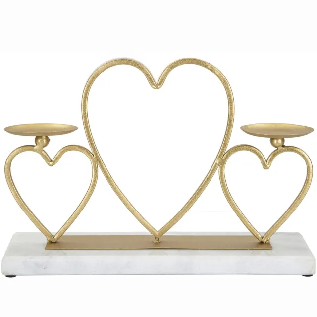 Mauro Ferretti Kandelaar Hearts Candle Holder Cm 30×9×20 cm Goud