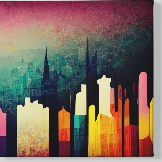 Trendex Global Canvas Schilderij - Abstract - Stad - New York - Vierkant Canvas - 40x40x2 cm Kleurrijk