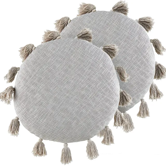 Beliani MADIA - Sierkussen set van 2 - Grijs - 45 x 45 cm - Katoen