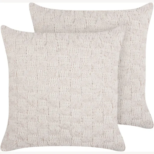 Beliani BASALIM - Sierkussen set van 2 - Beige - 45 x 45 cm - Polyester