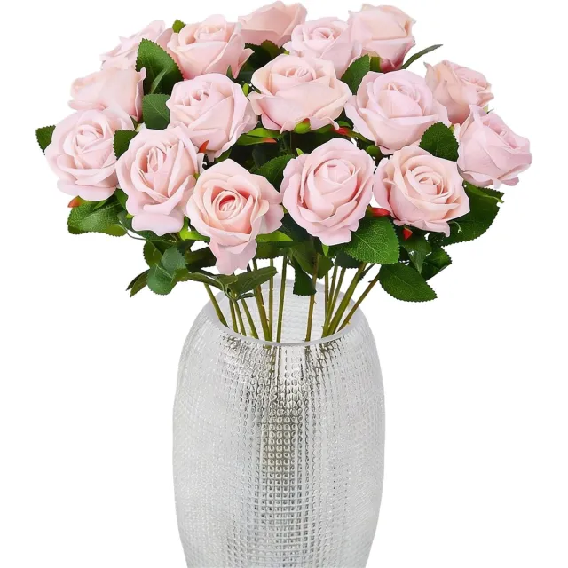 RedParrot 20 Kunstbloemen Roze - 50CM - Rozen - Boeket - Zijde