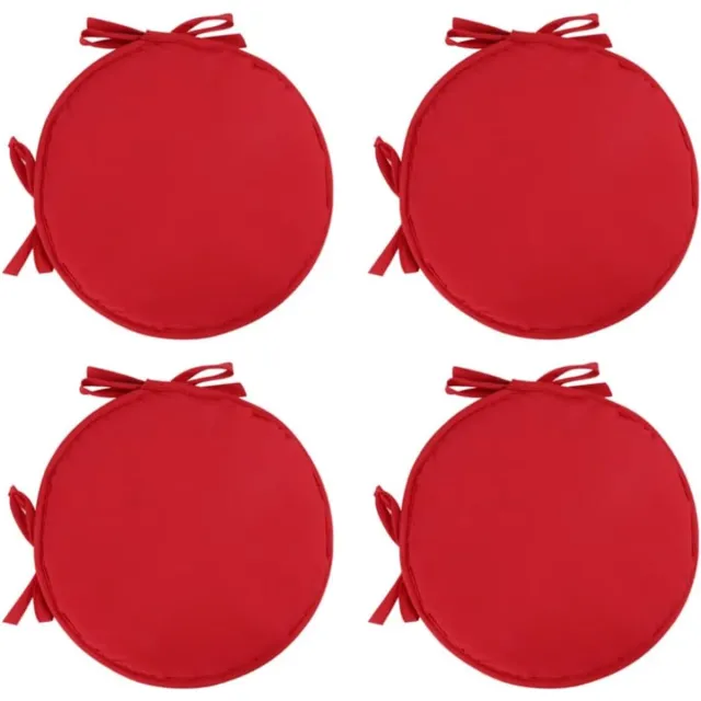 OEMG Set van 4 ronde eetkamerstoelkussens voor tuin, huis, keuken en eetkamer – 38 cm – Donkerrood