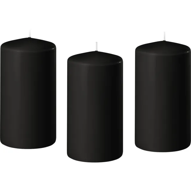 Enlightening Candles Cilinderkaars/stompkaars - 8x - zwart - D8 x H12 cm - 45 branduren - Dikke kaarsen - Voor kandelaar of plateau