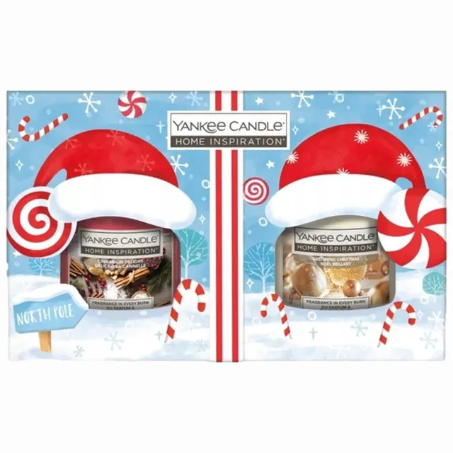 Yankee Candle Home Inspiration - 2 Small Jar Cadeauset - Kerstcadeau - 70 branduren - Cinnamon Delight & Glistening Christmas