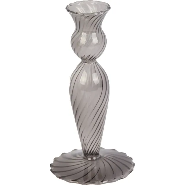 Present Time Kandelaar - Glas Swirl Zwart Klein