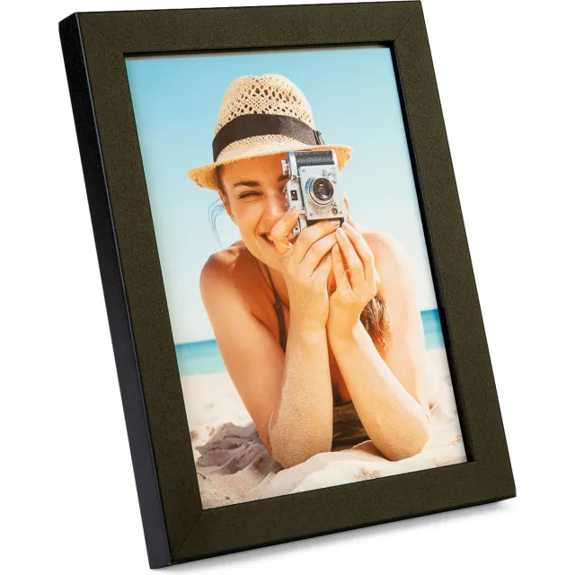 GB Lijsten Fotolijst zwart hout 13x13cm met anti reflex glas Mat zwart