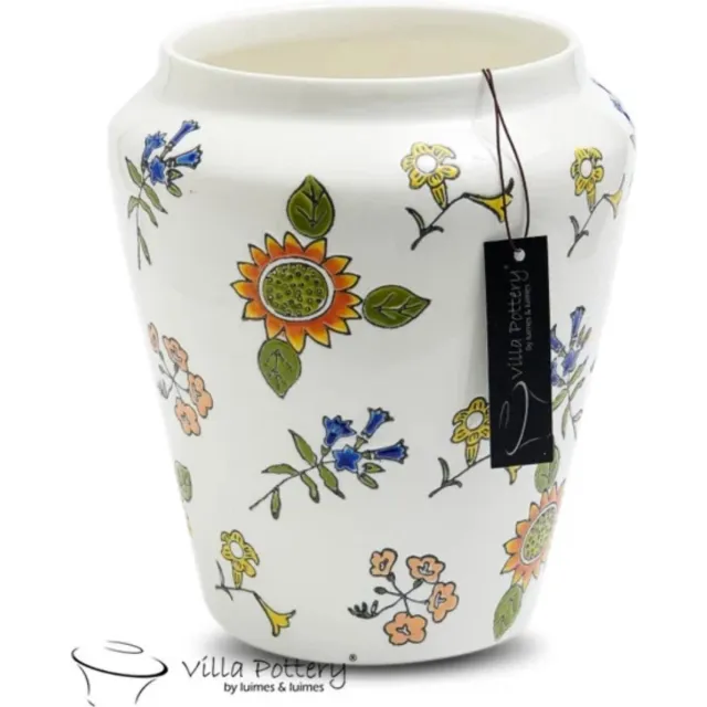 Irishflowers Vaas - Villa Pottery - Porselein - Decoratie - Woondecoratie - Voorjaar - Waterdicht - Happy Flowers 3 White Wit