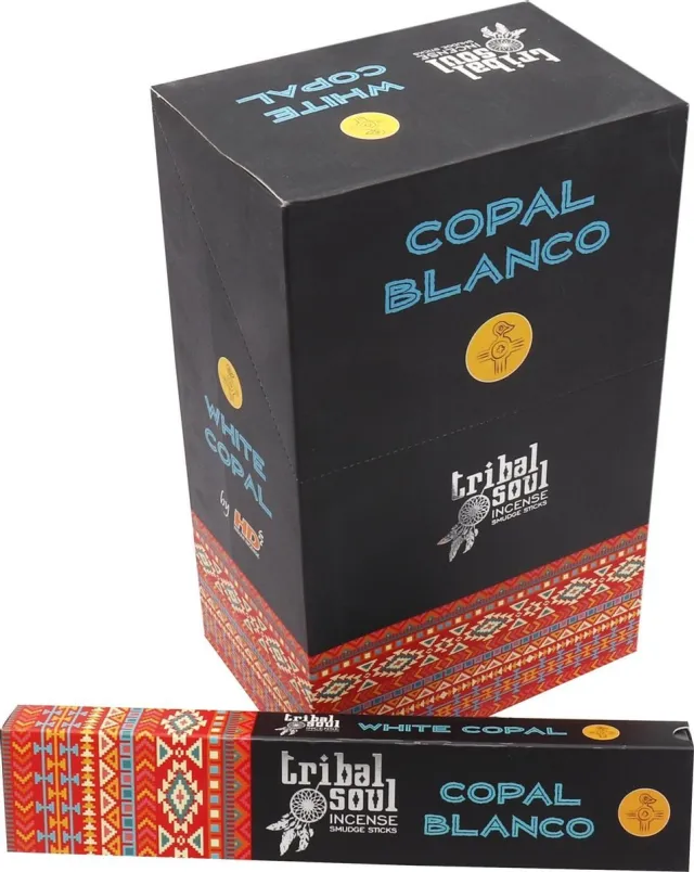 Tribal soul wierook - White Copal - pakje van 12 wierookstokjes zwart