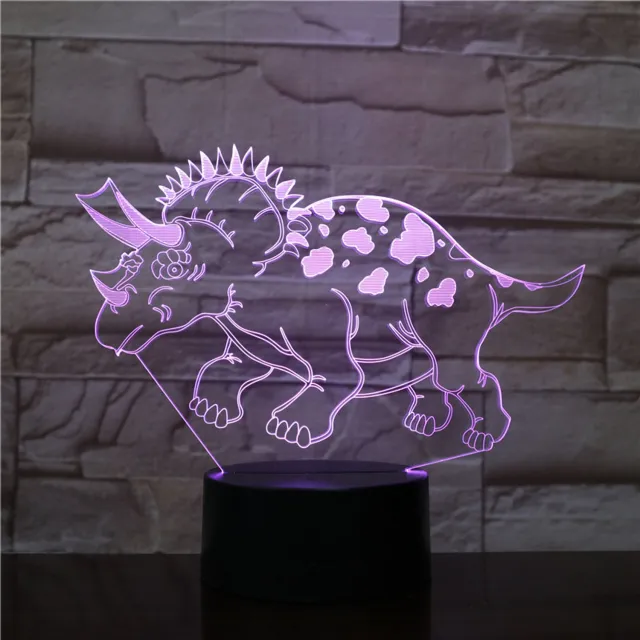 MC Living 3D Led Lamp Met Gravering - RGB 7 Kleuren - Dinosaurus