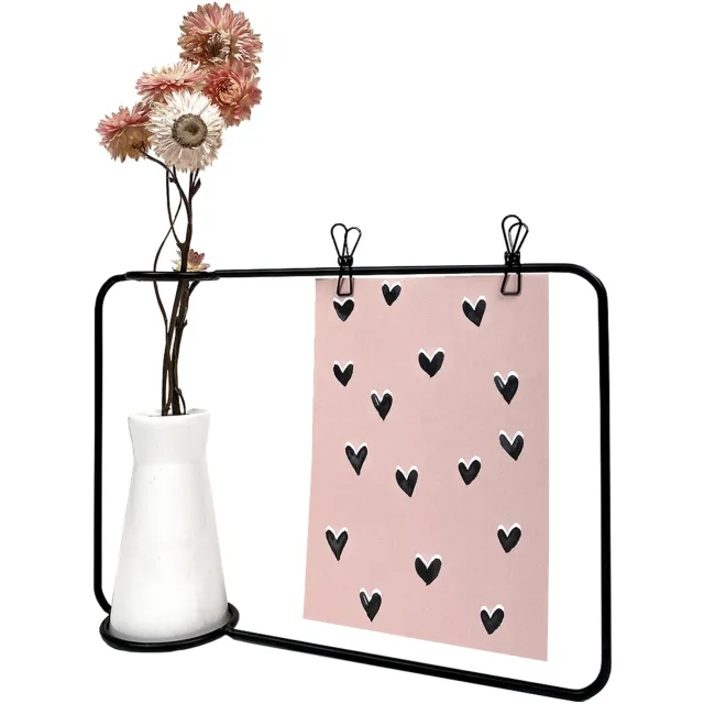 QUVIO fotolijst - Metalen frame - Wit vaasje Zwart