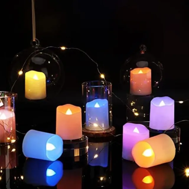 Solacis Oplaadbare waxinelichtjes - LED Waxinelichtjes - 12 stuks - Verschillende kleuren - Met afstandsbediening - Flikkeren - Oplaadbare kaarsen - Oplaadbare theelichtjes Wit / Beige