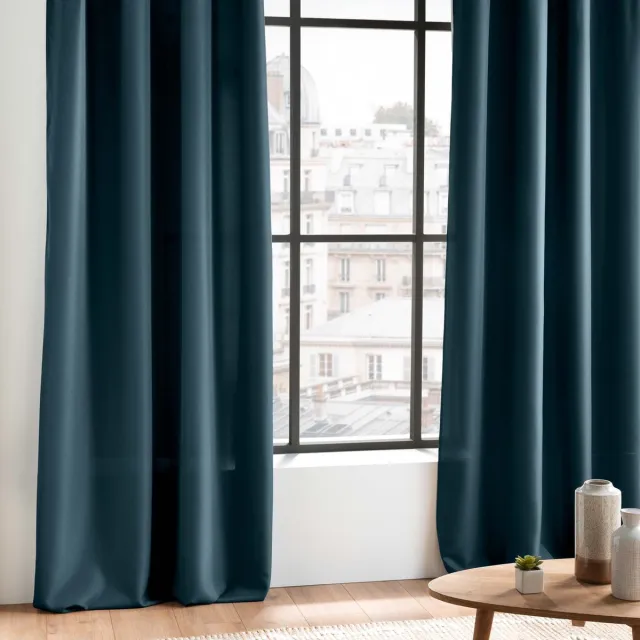 Wicotex Gordijnen - Kant en klaar - Met ophanglus 140x260cm uni polyester Navy Blauw