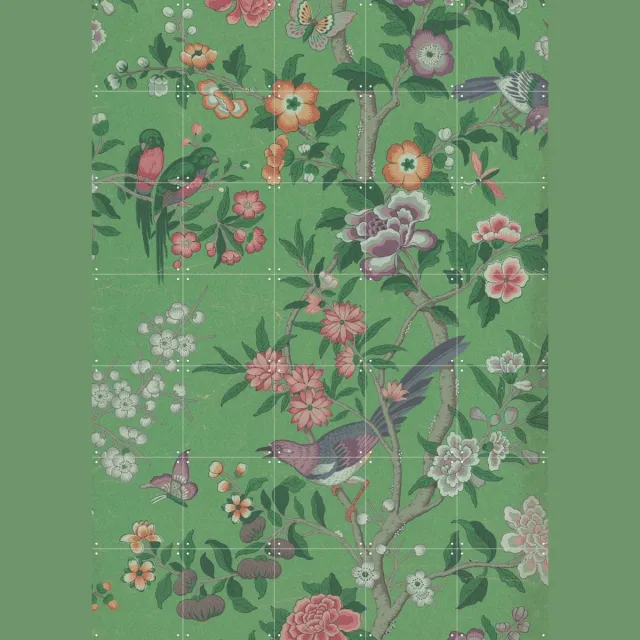 IXXI Chinese Magpie, Victoria and Albert Museum - 100 x 140 cm - Grote wanddecoratie en posters - Kleurrijk, Vintage, Illustraties, Ukiyo-e, Klassiek Groen