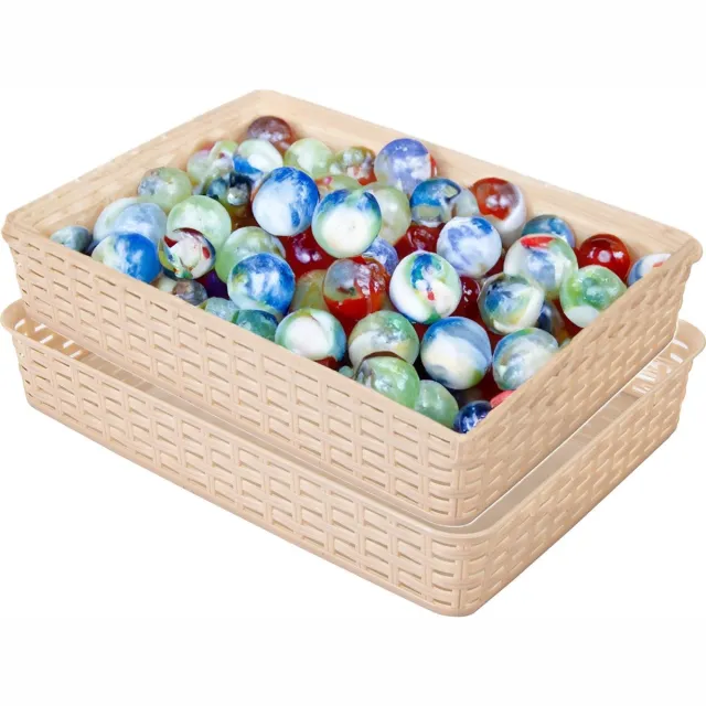 Hega hogar Opbergmandje/ladeverdeler - 2x - beige - 4.5 liter - kunststof - 26 x 35 x 6 cm - kastmandjes - manden