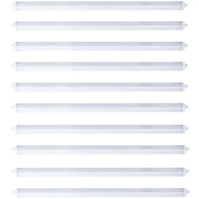 V-TAC Vochtbestendige lamp diffuser licht LED wit werkplaatsverlichting industrieel IP65, kunststof, 1x LED 48W 5760lm 4000K neutraal wit, LxBxH 150x6,5x5,8 cm, set van 10