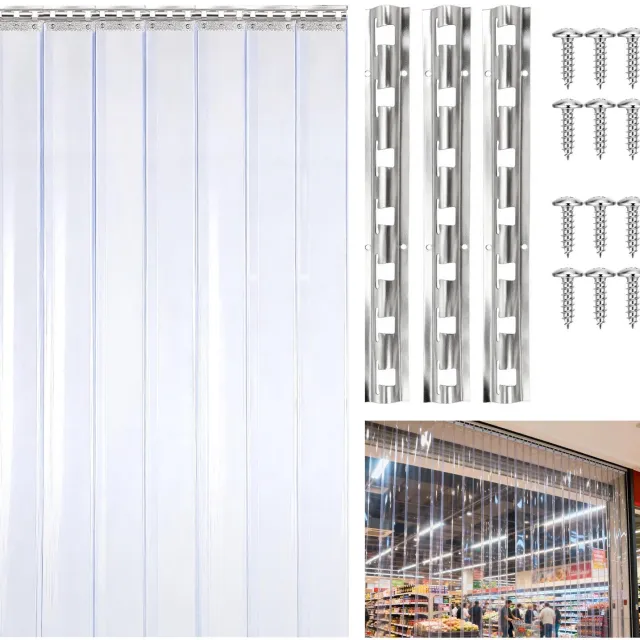 Famanu PVC strokengordijn lamellengordijn 105 x 200 cm transparant voor deuren en ramen, ideaal voor het creëren van privacy en het reguleren van lichtinval in elke ruimte
