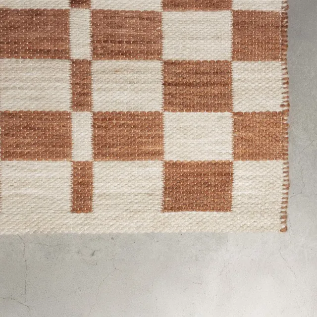Zuiver Checker vloerkleed terra Beige