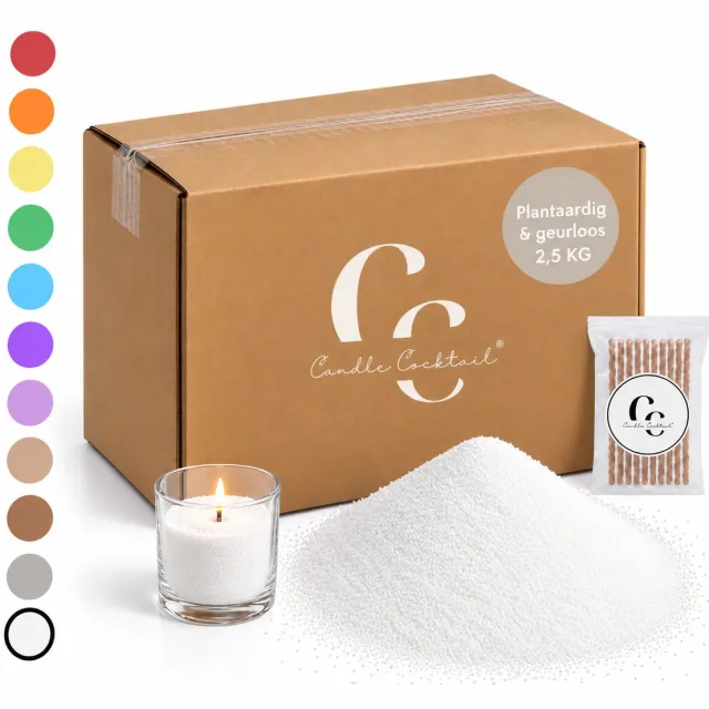 Kaarsenzand 2,5 kg | Wit | Incl. 40 Lonten | Plantaardige Kaarsenwas | Zelf Kaarsen Maken | Candle Cocktail®