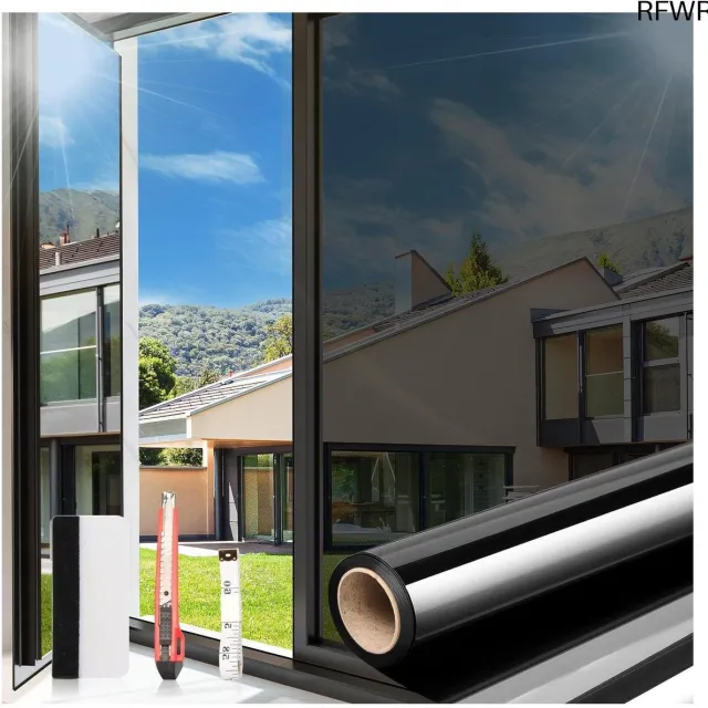 RFWR Warmtebeheersende Raamfolie zonder Lijm - Anti-UV en Reflecterend - 60cm x 640cm voor Thuis en Kantoor Zwart