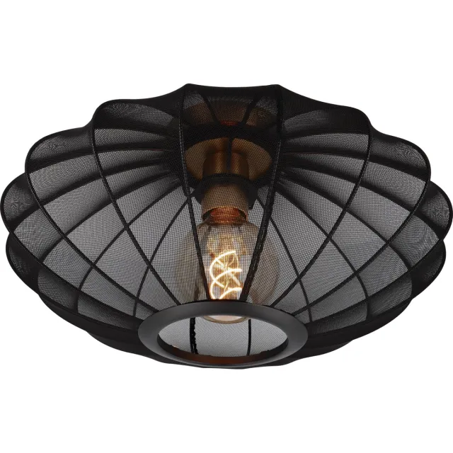 Lucide CORINA - Plafonnière (Plafondlamp) - Ø 40 cm - 1xE27 - Zwart - Japandi