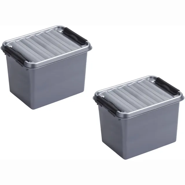 Sunware 6x stuks sunware q-line opberg box/opbergdoos - 3 liter - 20 x 15 x 14 cm - kunststof - opslagbox - grijs