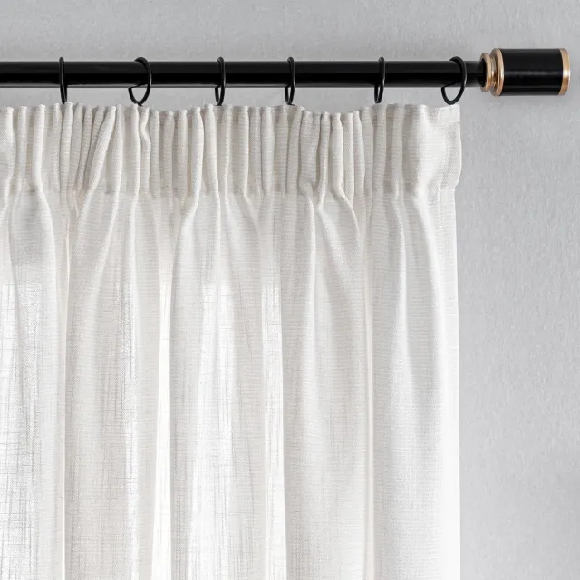 Unyqoos ® Lichtbeige Gordijnenset van Half-Transparant Linnenlook voor Moderne Woonkamerdecoratie, 245 x 140 cm wit