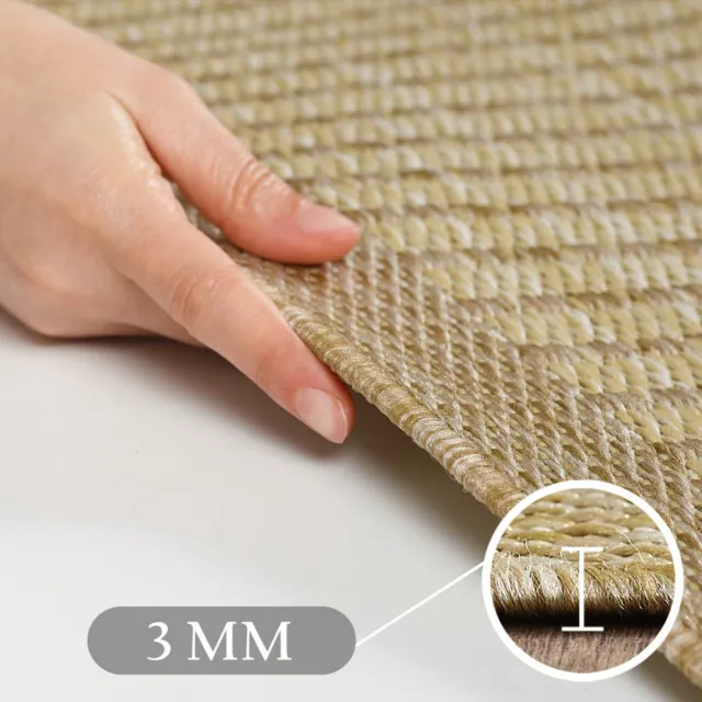 Giza Vloerkleed – Beige met Kader – Laagpolig & Modern – Voor Binnen & Buiten – 160x160 cm rond