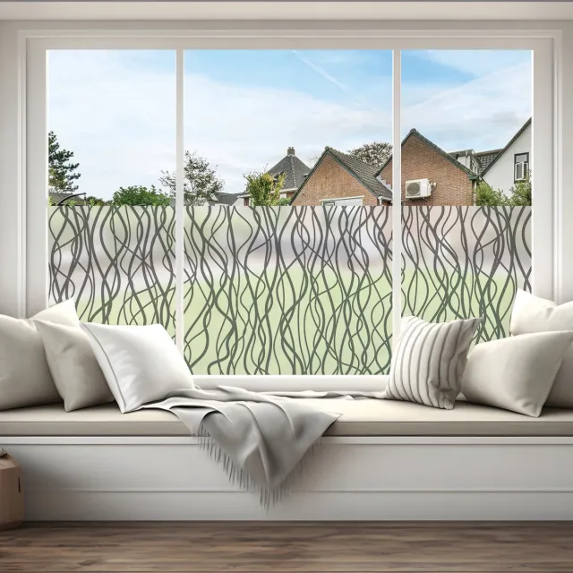 Ambiance Sticker Privacy raamfolie - Lange grijze wilde wijnranken - Stickers voor ramen en douchedeuren - 40x200cm