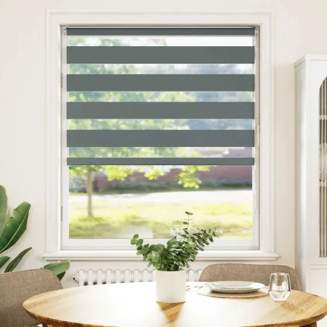 vidaXL Zebra rolgordijn 110x150 cm stofbreedte 105,9 cm donkergrijs