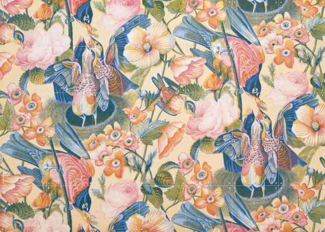 IXXI Furnishing Fabric III, Victoria and Albert Museum - 140 x 100 cm - Grote wanddecoratie en posters - Art Nouveau, Vintage, Illustraties, Klassiek Lichte tinten / Blauw