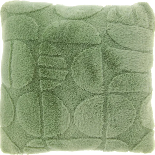 Unique Living MILAN - Sierkussen - 45x45 cm - Abstract patroon - Korte fake-fur Taupe